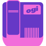 pink and purple Ogi full fibre phone