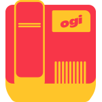 red and yellow Ogi full fibre phone